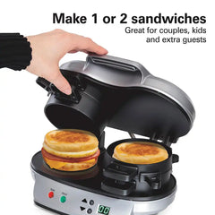 Dual Breakfast Sandwich Maker, Silver