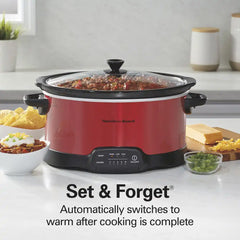 7 Quart Programmable Slow Cooker, Red