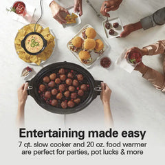 Programmable Stay or Go® Slow Cooker with Party Dipper™ Food Warmer, Silver