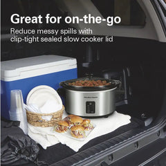 Programmable Stay or Go® Slow Cooker with Party Dipper™ Food Warmer, Silver