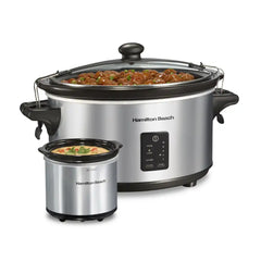 Programmable Stay or Go® Slow Cooker with Party Dipper™ Food Warmer, Silver
