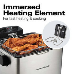 Deep Fryer, 2.8 Liter/3 Quart Oil Capacity with Adjustable Temperature & Timer