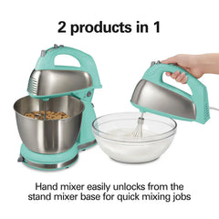 6 Speed Stand Mixer, Aqua Blue