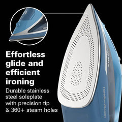 Steam Iron with Retractable Cord, Blue