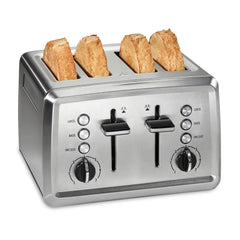 Modern Stainless Steel 4 Slice Toaster with Extra-Wide Slots