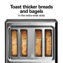 Modern Stainless Steel 4 Slice Toaster with Extra-Wide Slots