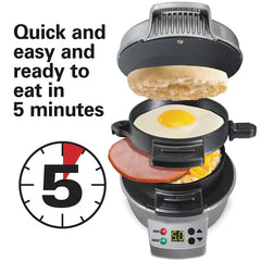 Breakfast Sandwich Maker with Timer, Silver