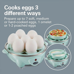 3-in-1 Egg Cooker with 7 Egg Capacity, Teal