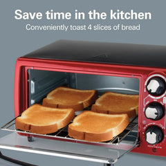 4 Slice Capacity Toaster Oven Red