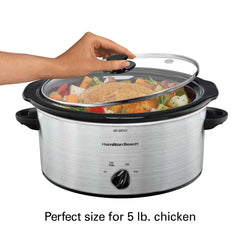 5 Quart Slow Cooker, Silver