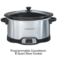 8 Quart Programmable Countdown Slow Cooker, Silver