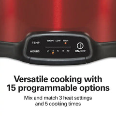 7 Quart Programmable Slow Cooker, Red