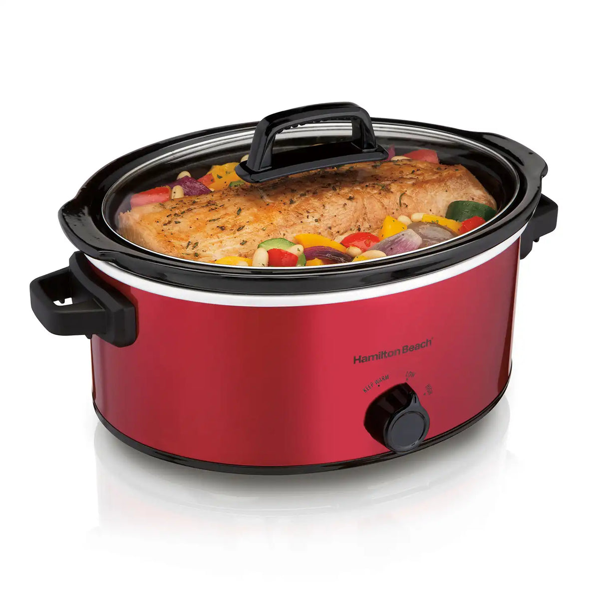 6 Quart Oval Slow Cooker, Red