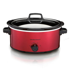 6 Quart Oval Slow Cooker, Red