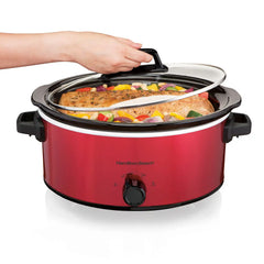 6 Quart Oval Slow Cooker, Red