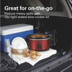 Programmable Stay or Go® Slow Cooker with Party Dipper™ Food Warmer, Red