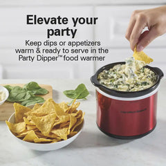 Programmable Stay or Go® Slow Cooker with Party Dipper™ Food Warmer, Red