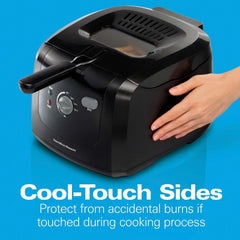 Cool-Touch Deep Fryer, 2 Liters/8 Cup Oil Capacity with Basket Hooks