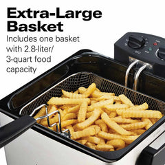 Deep Fryer, 2.8 Liter/3 Quart Oil Capacity with Adjustable Temperature & Timer