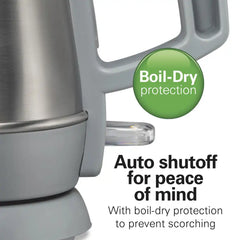 1 Liter Electric Kettle, Gray & Stainless