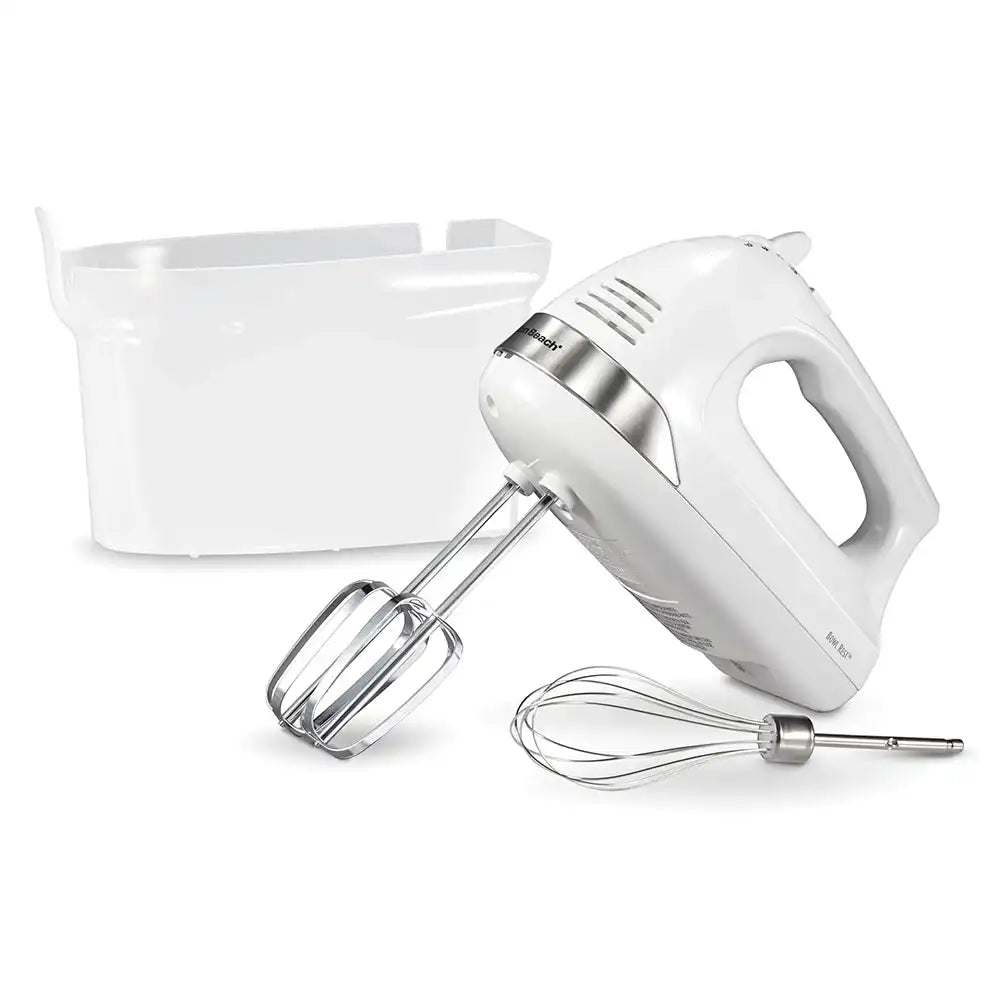 6 Speed Hand Mixer with Snap-On Case, White