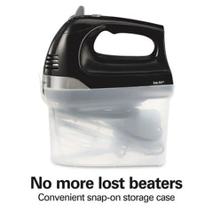 6 Speed Hand Mixer with Snap-On Case, Black