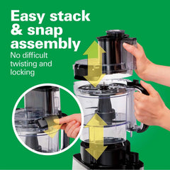 Hamilton Beach® Stack & Snap™ Food Processor, 12 Cup Capacity, Black & Stainless, 70725AG