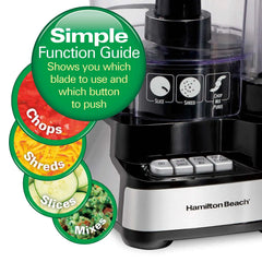 Hamilton Beach® Stack & Snap™ Food Processor, 12 Cup Capacity, Black & Stainless, 70725AG