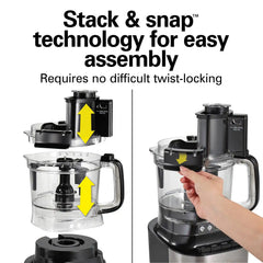 Hamilton Beach® Stack & Snap™ 10-Cup Food Processor with Bowl Scraper, Black, 70822FG