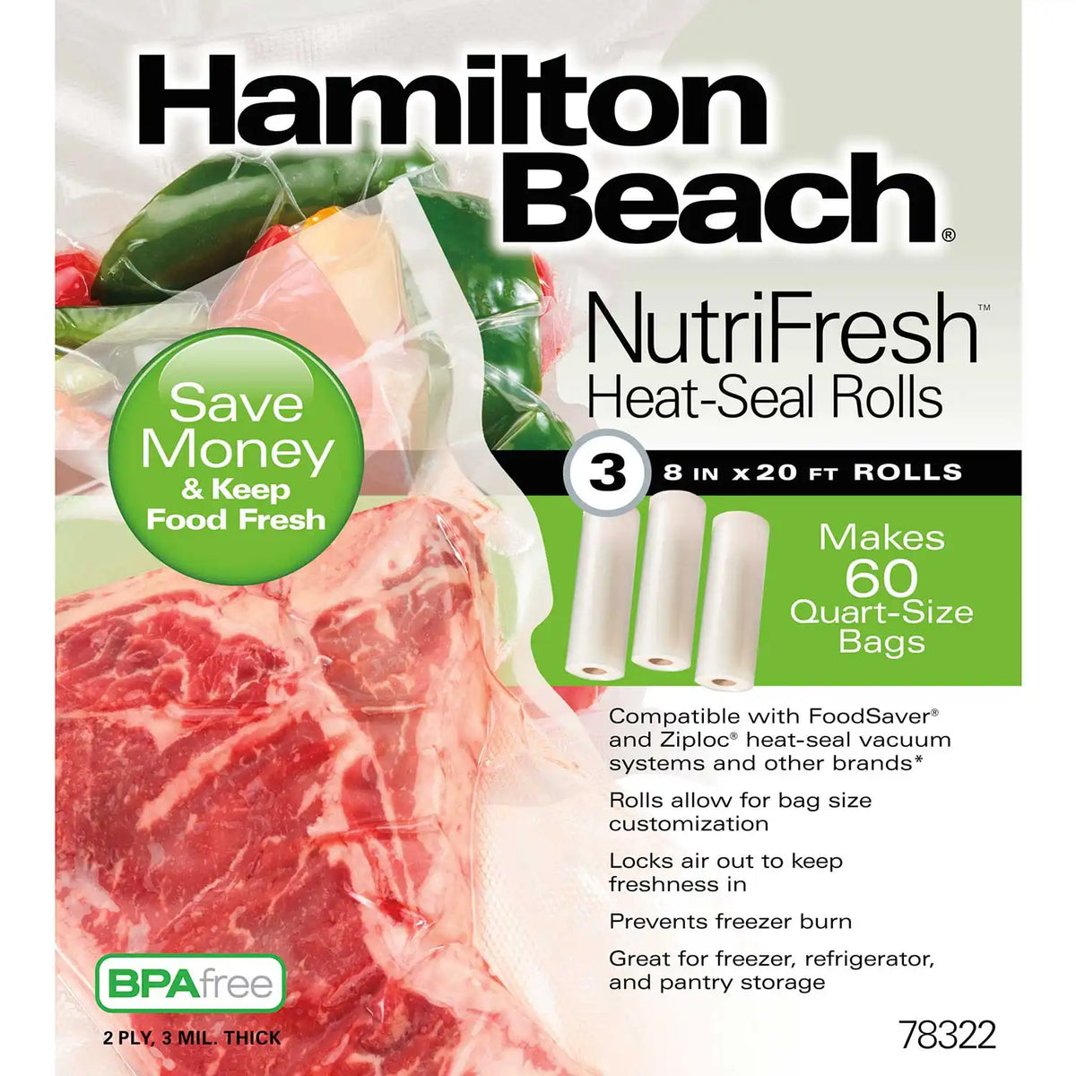 NutriFresh™ 8 in x 20 ft Heat-Seal Rolls, 3 Pack