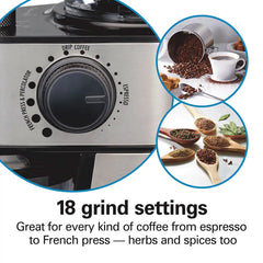 Hamilton Beach® Burr Coffee Grinder, Stainless, 80385