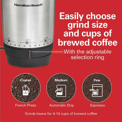 Hamilton Beach® Stainless Steel Custom Grind™ Coffee Grinder, 80406