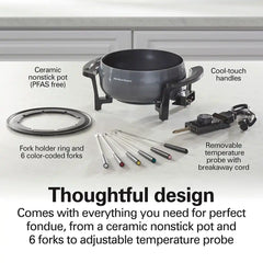 Fondue Pot, Gray and Black